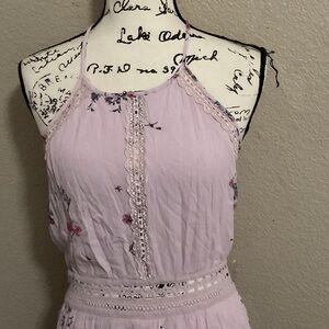 Floral Halter Dress with Lace Details